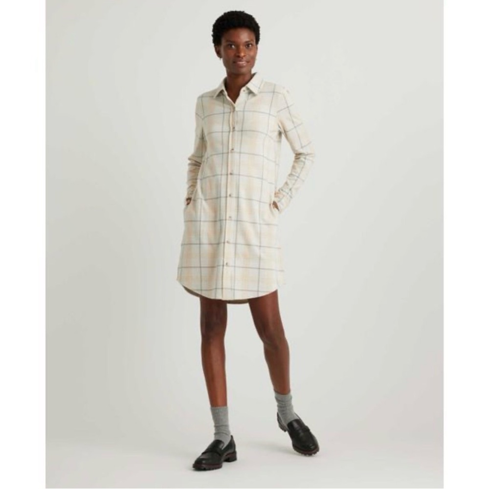 Quince Stretch Sweater Fleece Shirt Dress